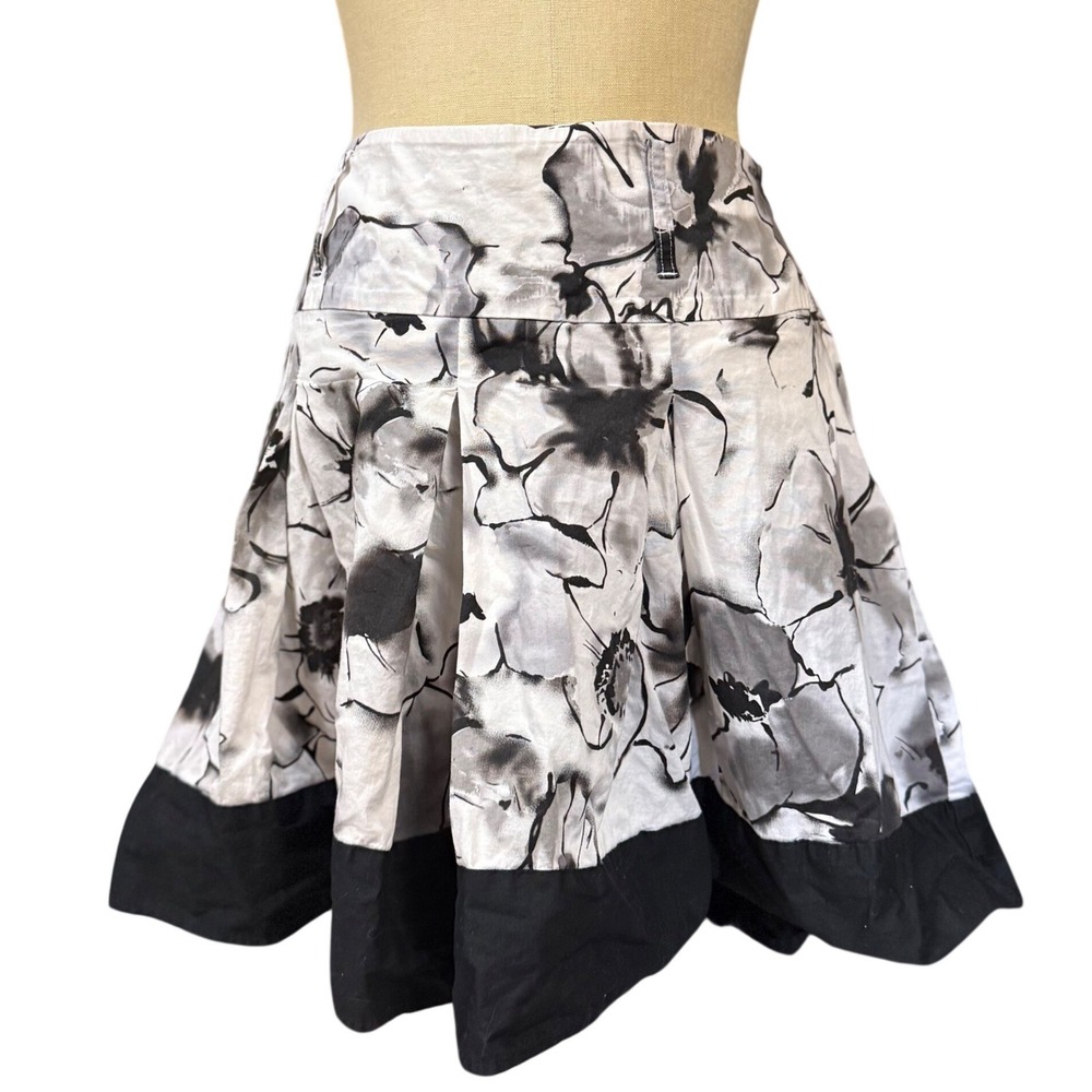 VTG Candie's 13 Floral Pleated Mini Skirt Black White Y2K Preppy Skater Skirt